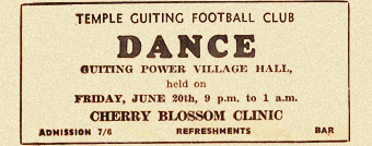 1960s newspaper ad for village hall dance