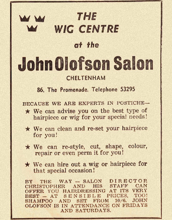 1960s newspaper ad for John Olofson wig centre